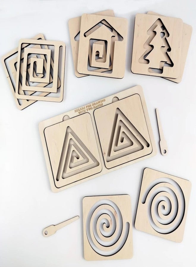 Curious Button Montessori Material Wooden tracing Board, Writing Skills Stencil Set, Preschool Educational Toy Learning to Write Lines & Shapes|Wooden Montessori Educational Kids Developing rulers - Image 4